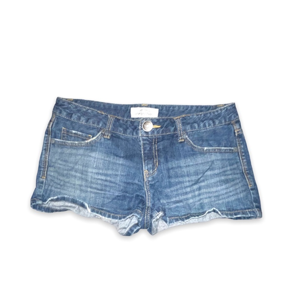 AÉROPOSTALE Womans Dark Wash Flex Effects Low-Rise Denim Midi Cuffed Shorts - Picture 9 of 12